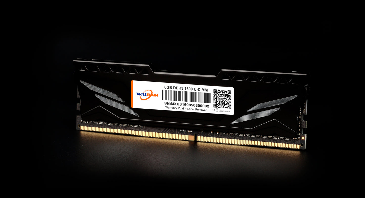 8GB 1600mhz Walram DDR3 DIMM RAM with Heatsink - Black