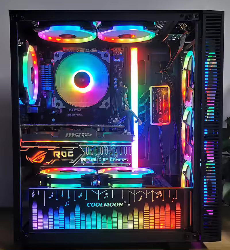 COOLMOON 120mm RGB LED PC Case Fan 5 Pack + Controller Hub + Remote