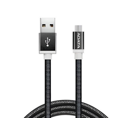 ADATA USB Type A to Micro USB Braided Connection Cable - 1m Black