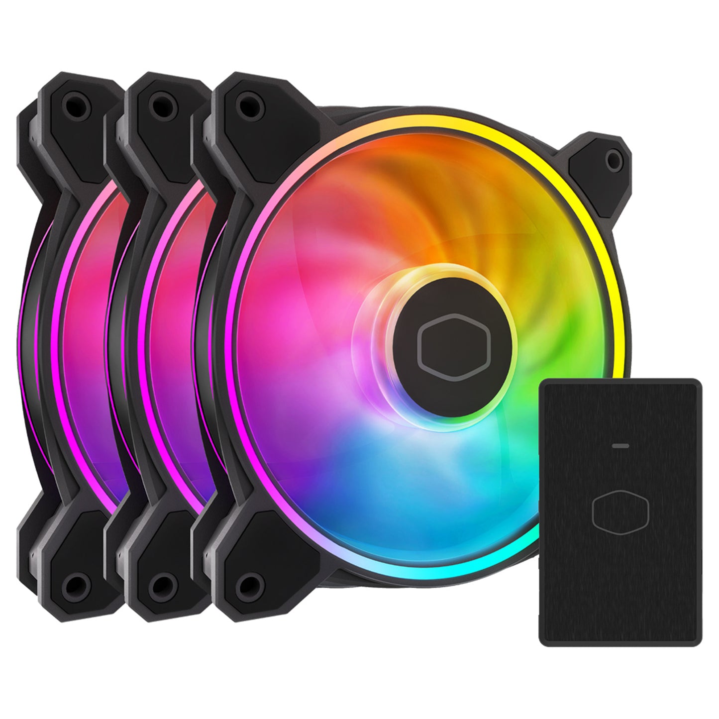 Cooler Master MasterFan 3 Pack MF120 Halo2 Dual Loop Addressable RGB Fan with Controller