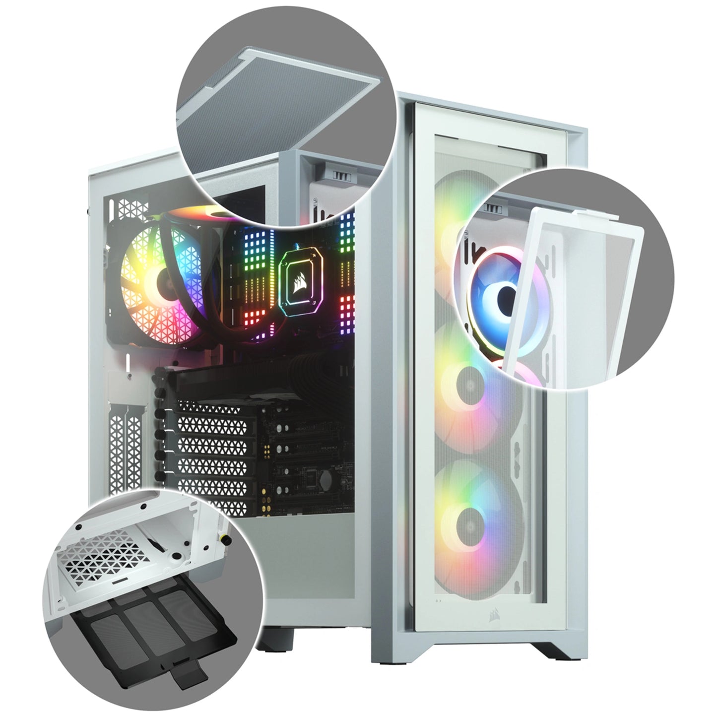 Corsair iCUE 4000X RGB White ATX Mid Tower Tempered Glass Gaming Case
