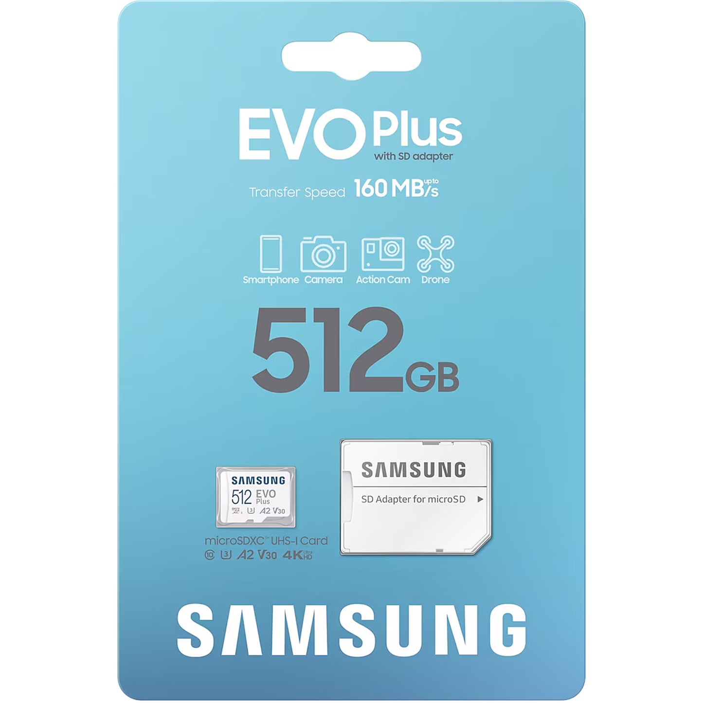Samsung EVO Plus 512GB microSD Card with Adapter 10Yr Wty