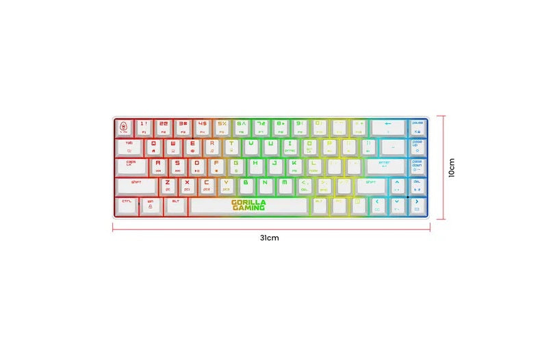 Gorilla Gaming Mini Wireless Mechanical Keyboard - White