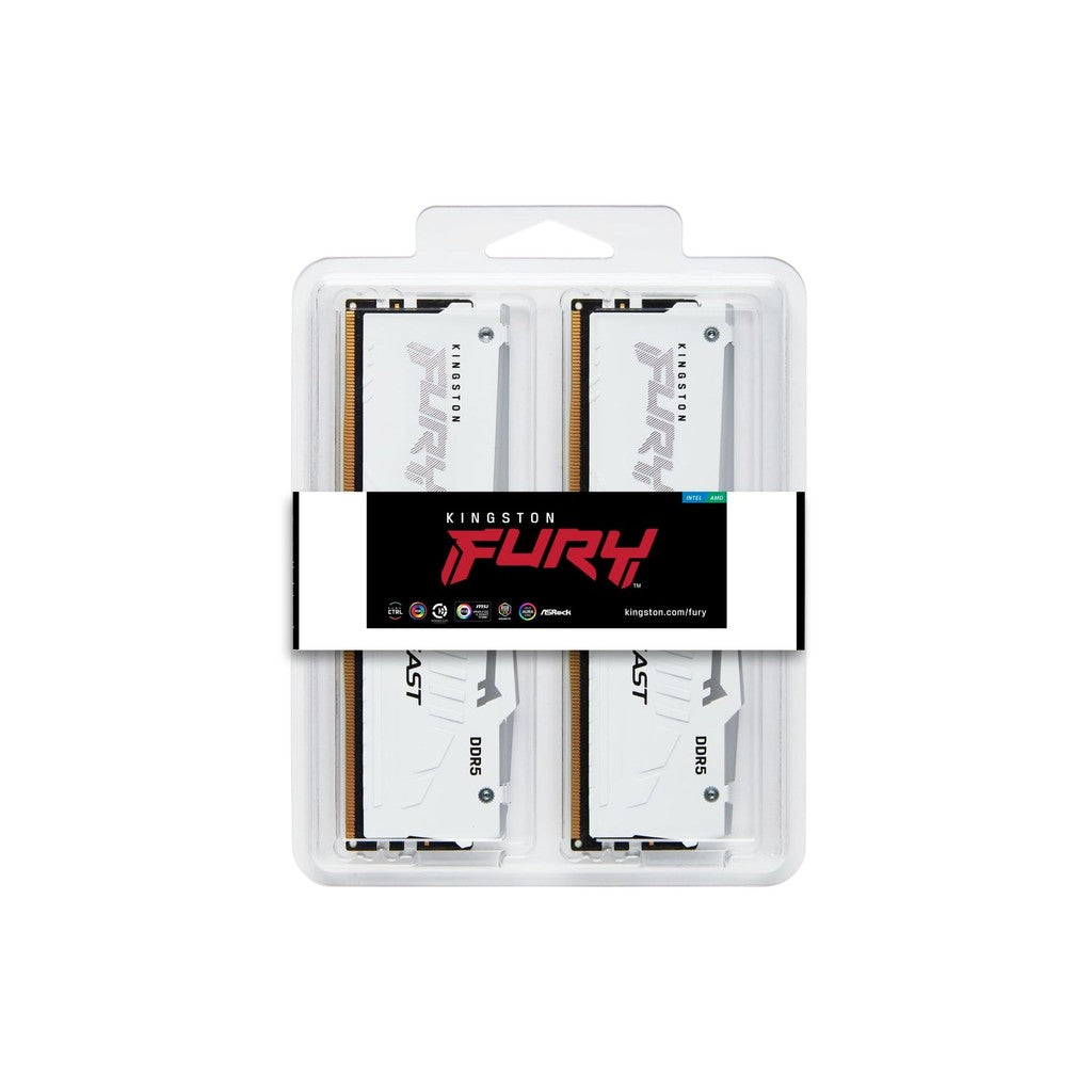 32GB (2x16) 6000mhz CL36 Kingston FURY Beast RGB White DIMM DDR5 RAM