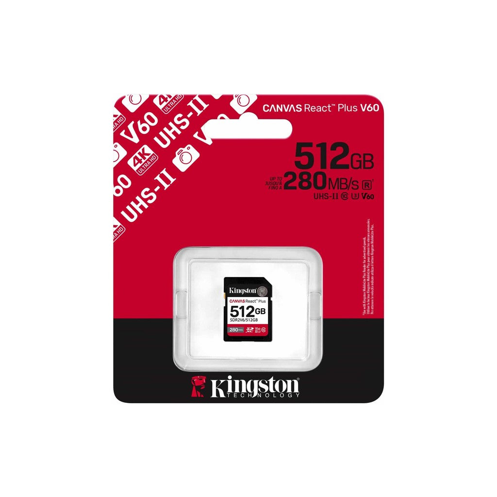 Kingston Canvas React Plus 512GB UHS-II V60 SDXC Card