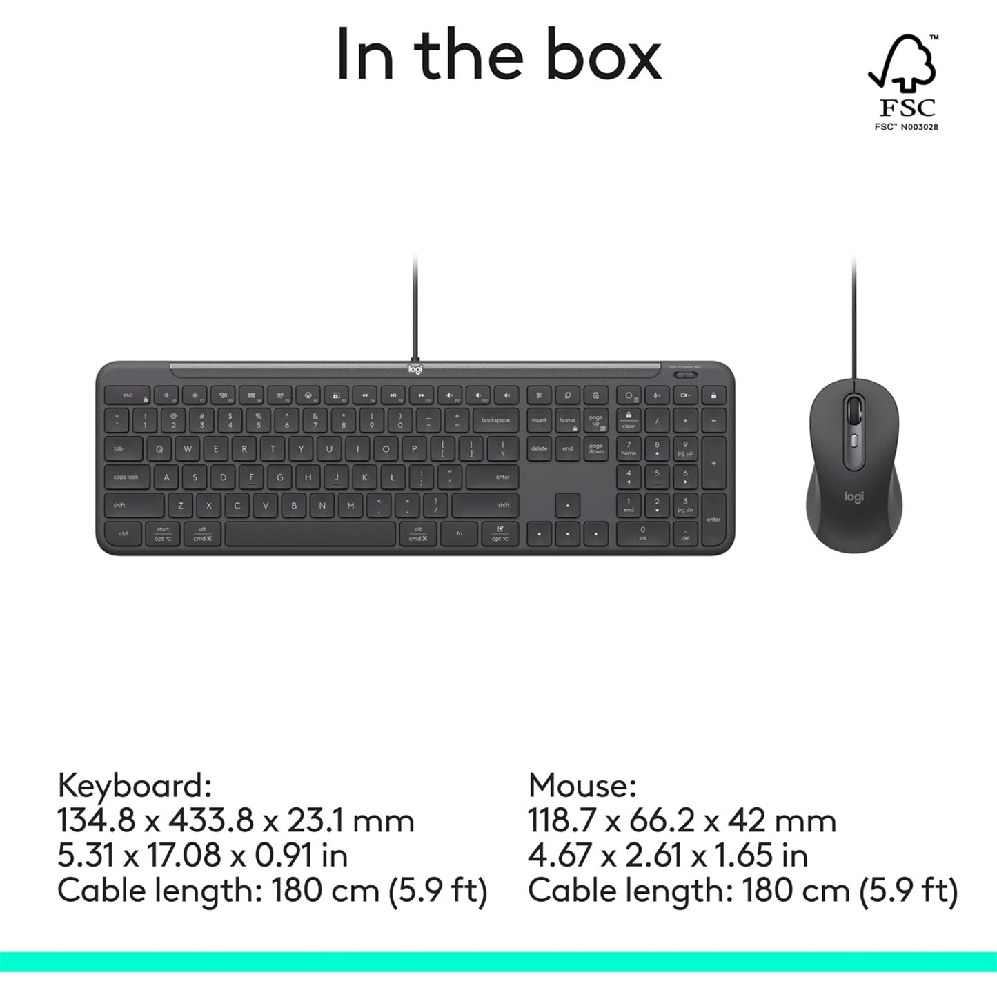 Logitech Signature MK620 Wired USB-C Keyboard & Mouse Combo for Business