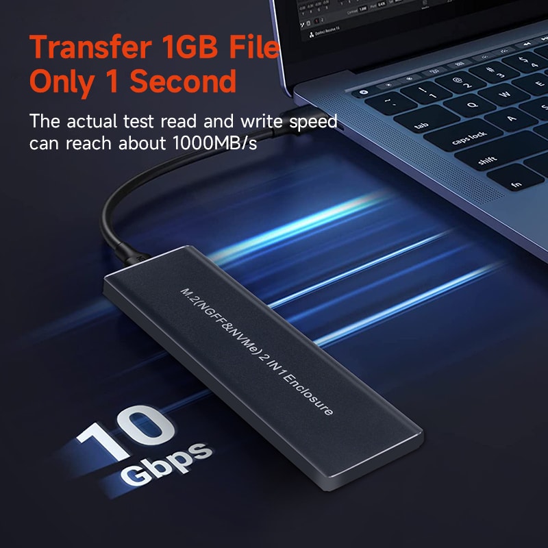 KingSpec M.2 NVMe + SATA 2 in 1 Enclosure