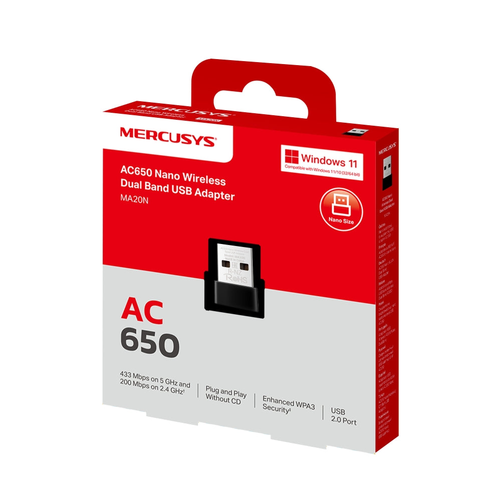 Mercusys MA20N AC650 Nano USB Wireless Adapter