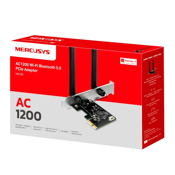 Mercusys AC1200 WIFI + Bluetooth 5.0 PCIe Adapter