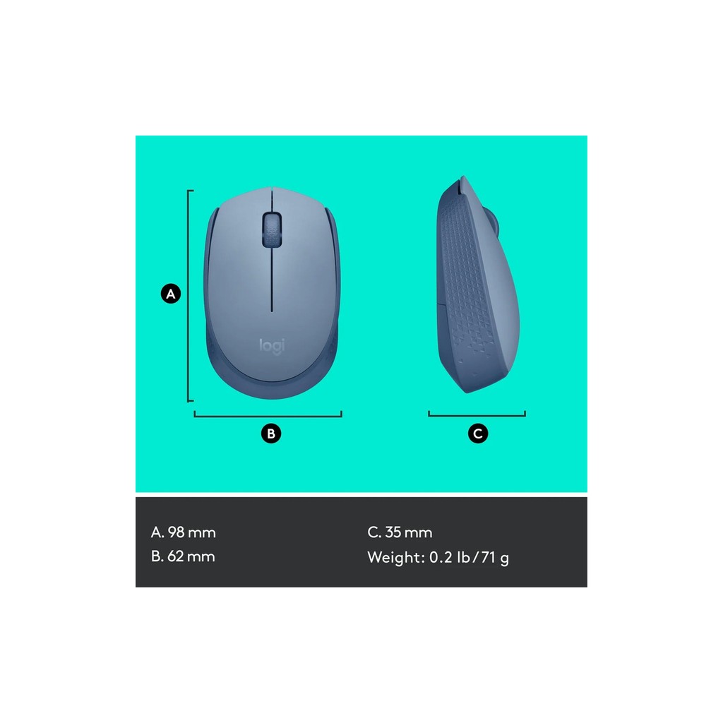 Logitech M171 Wireless Mouse - Blue Grey
