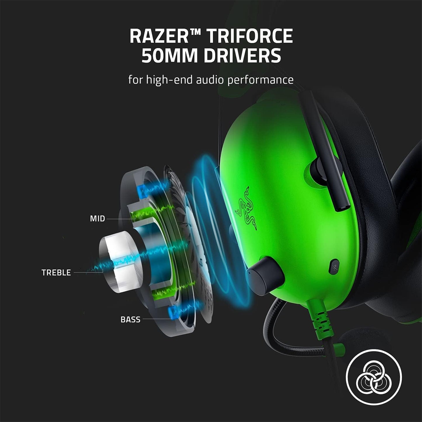 Razer BlackShark V2 X Wired Esports Gaming Headset - Green
