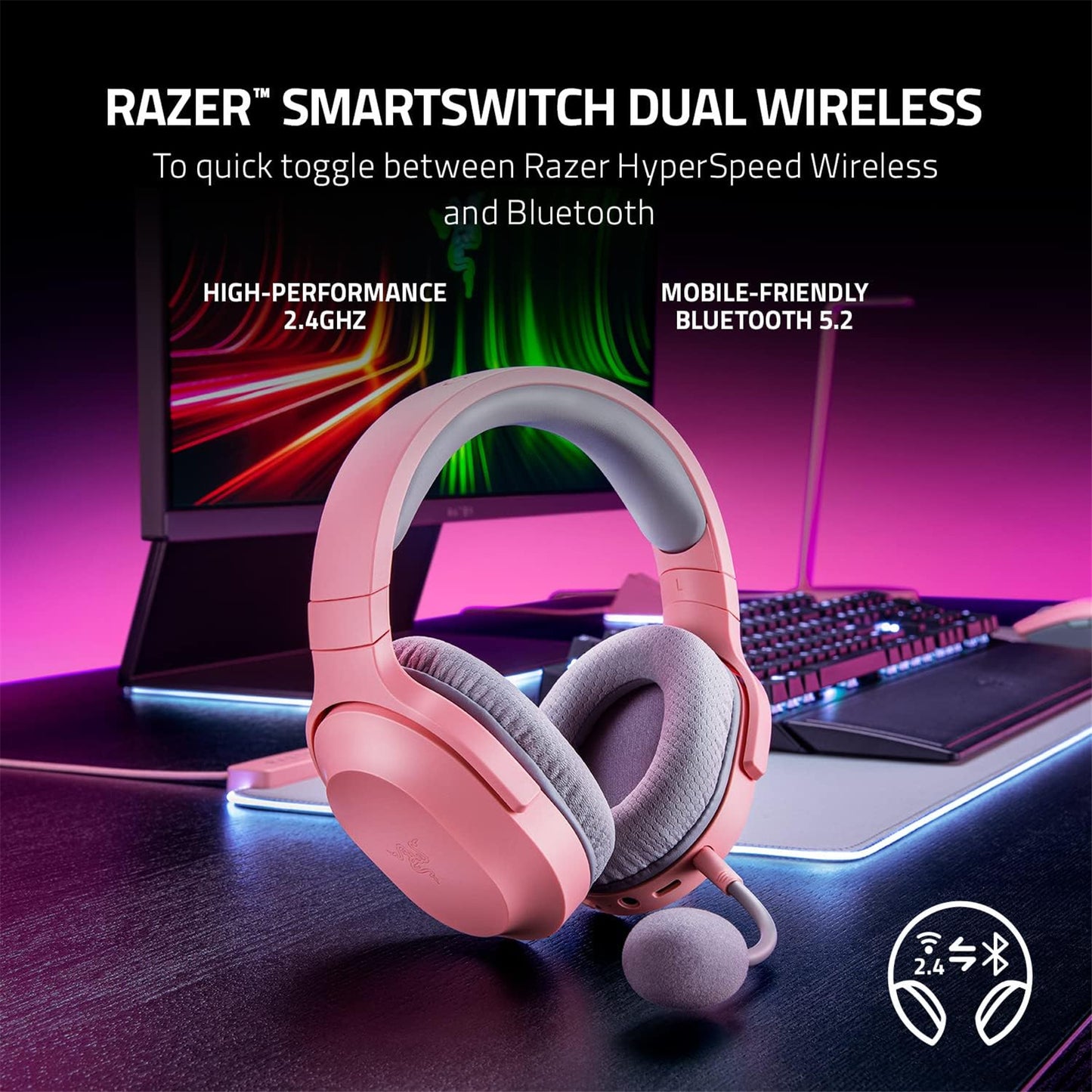 Razer Barracuda X Wireless Multi-Platform Gaming Headset - Quartz Pink