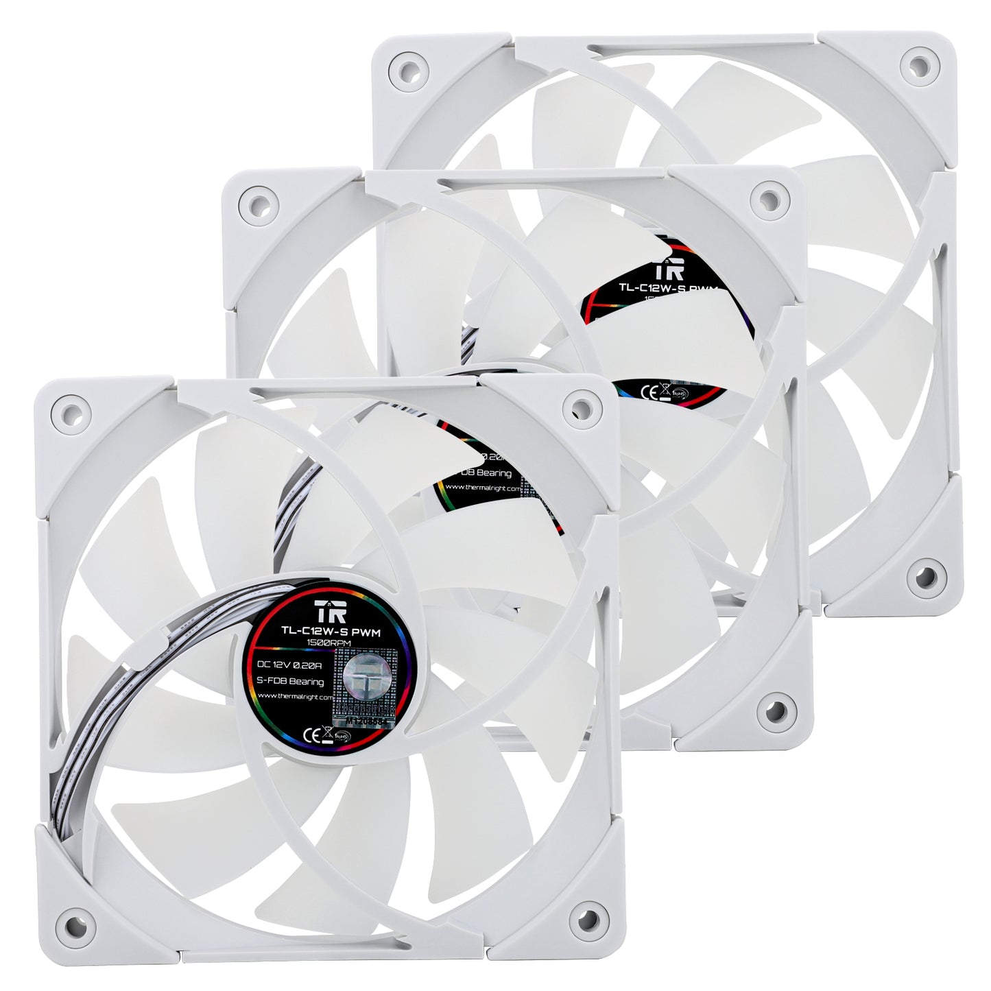 ThermalRight 3 Pack TL-C12W-S 120mm ARGB White Case Cooler Fan