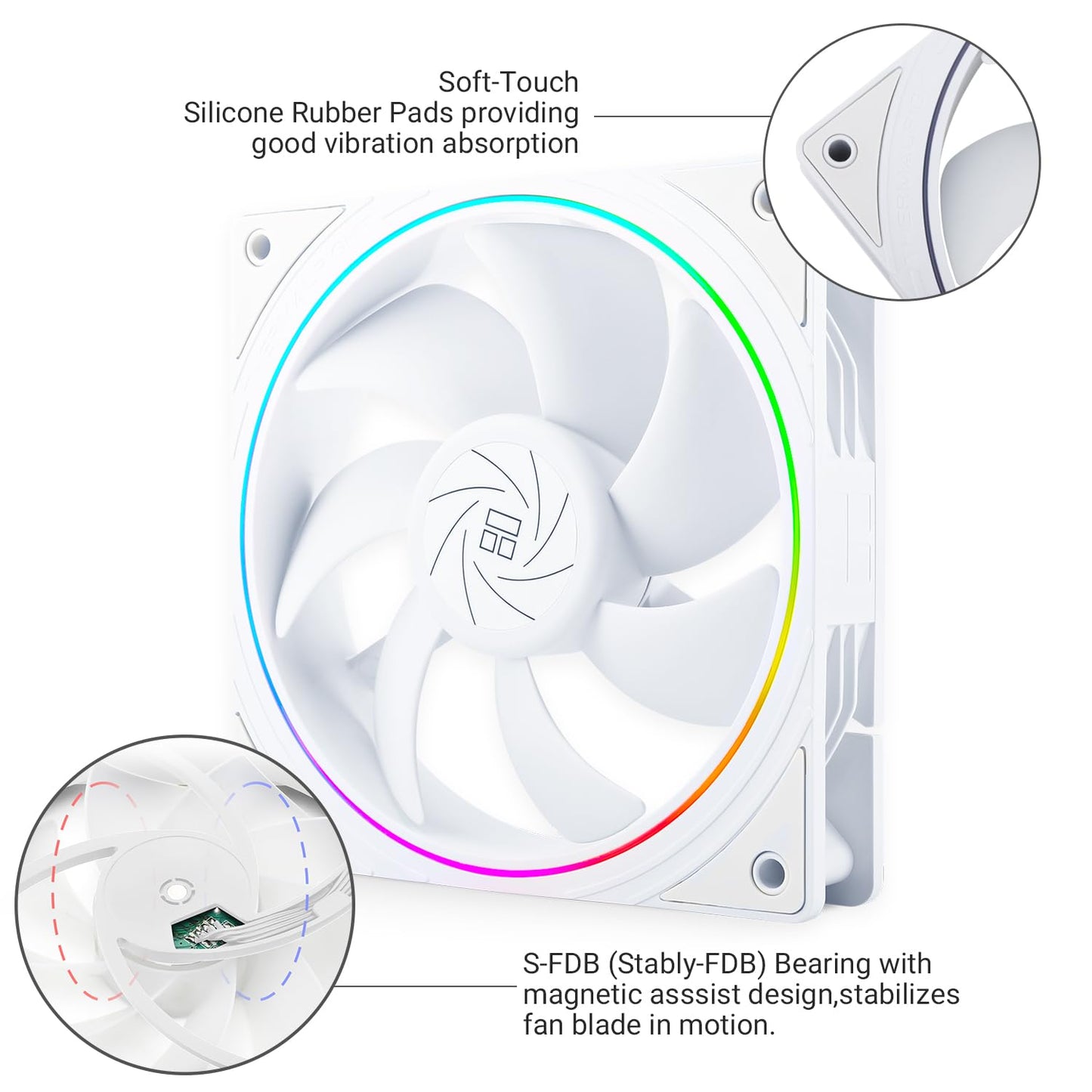 ThermalRight 3 Pack TL-S12W 120mm White ARGB Case Cooler Fan
