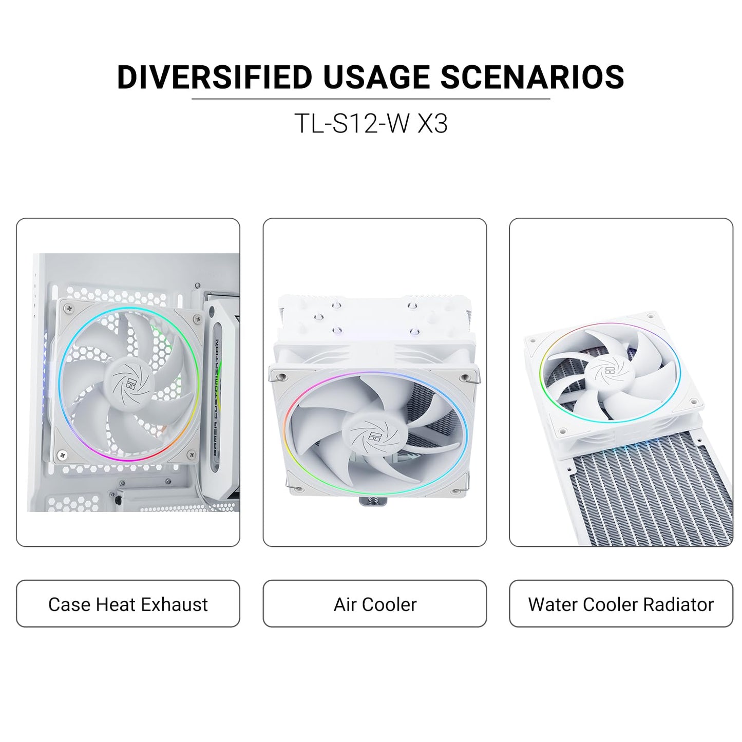 ThermalRight 3 Pack TL-S12W 120mm White ARGB Case Cooler Fan