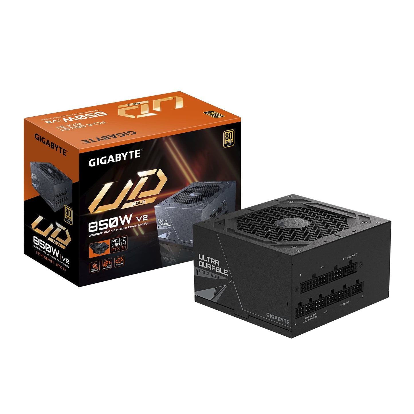 Gigabyte UD Series UD850GM PG5 V2 PCIe 5.1 850W 80Plus Gold Fully Modular ATX 3.1 PSU