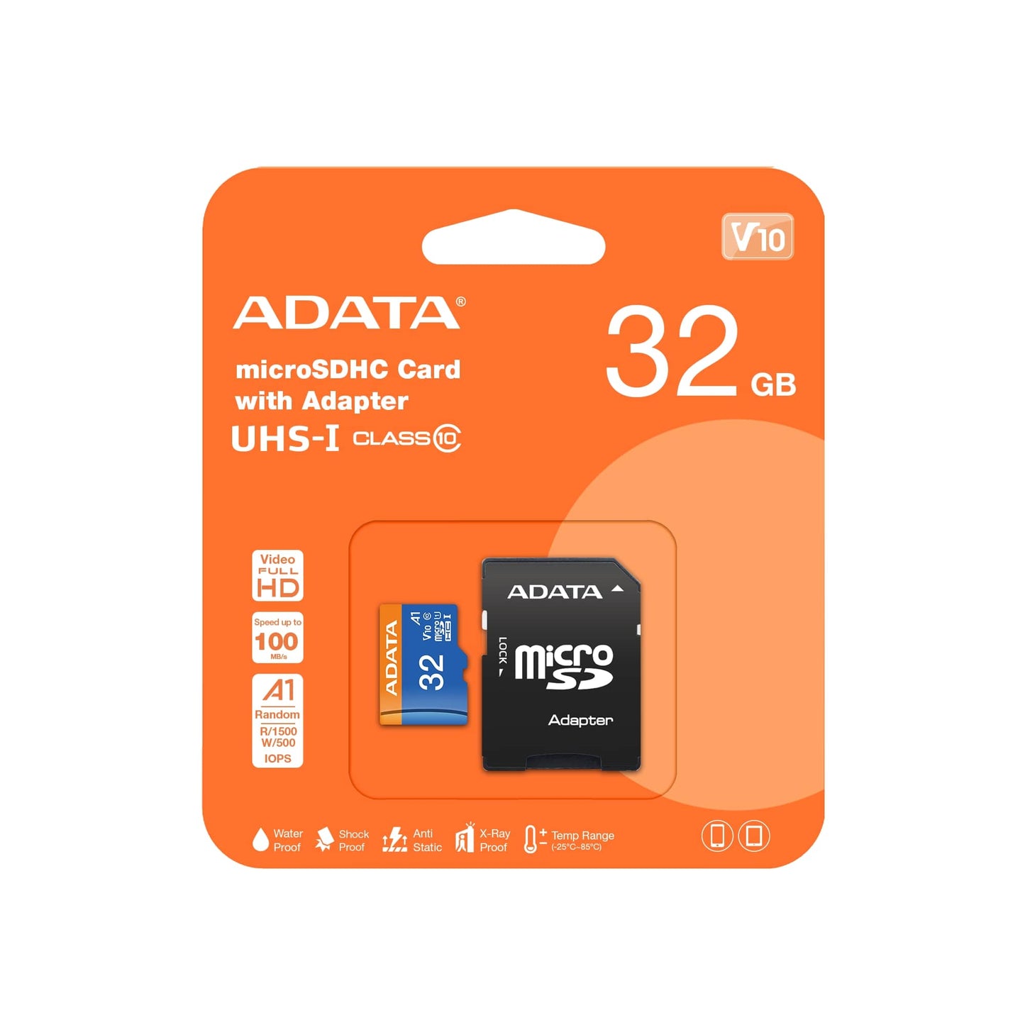 ADATA Premier 32GB microSD A1 V10 Card with Adapter Lifetime Wty