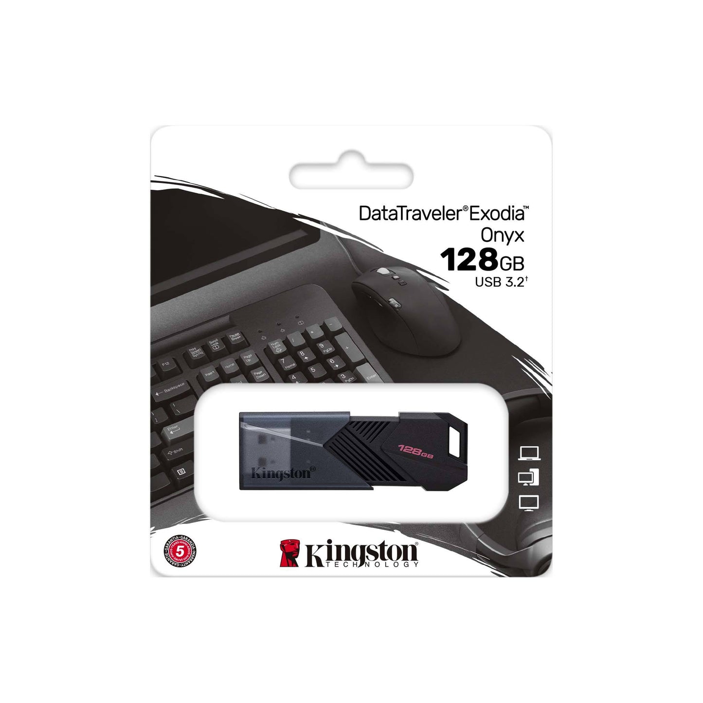 Kingston DataTraveler Exodia Onyx 128GB USB 3.2 Flash Drive 5Yr Wty