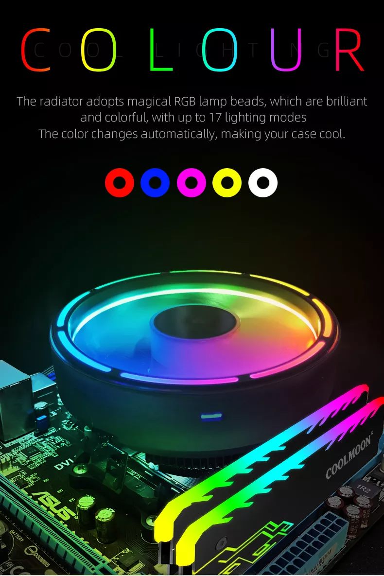 COOLMOON GLORY II RGB 3Pin CPU Air Cooler