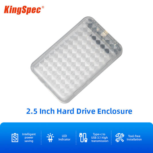 KingSpec 2.5 Inch SATA SSD/HDD Enclosure - Transparent