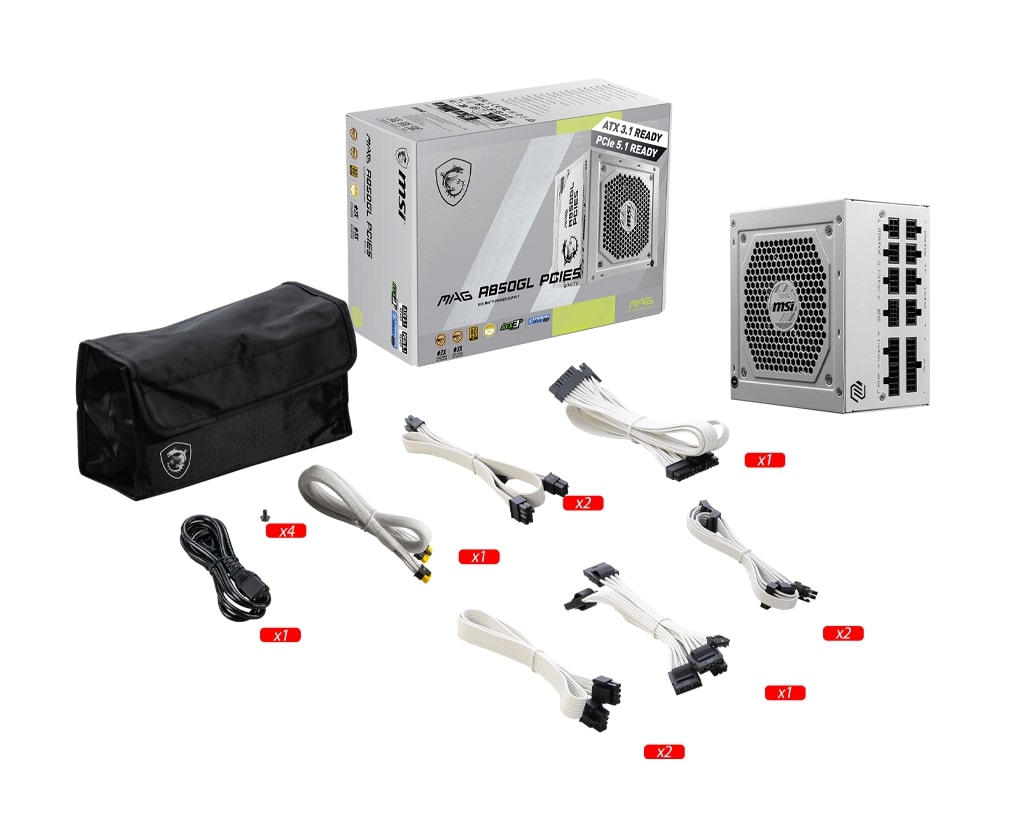 MSI MAG A850GL White PCIE5 850W 80Plus Gold ATX 3.0 PSU