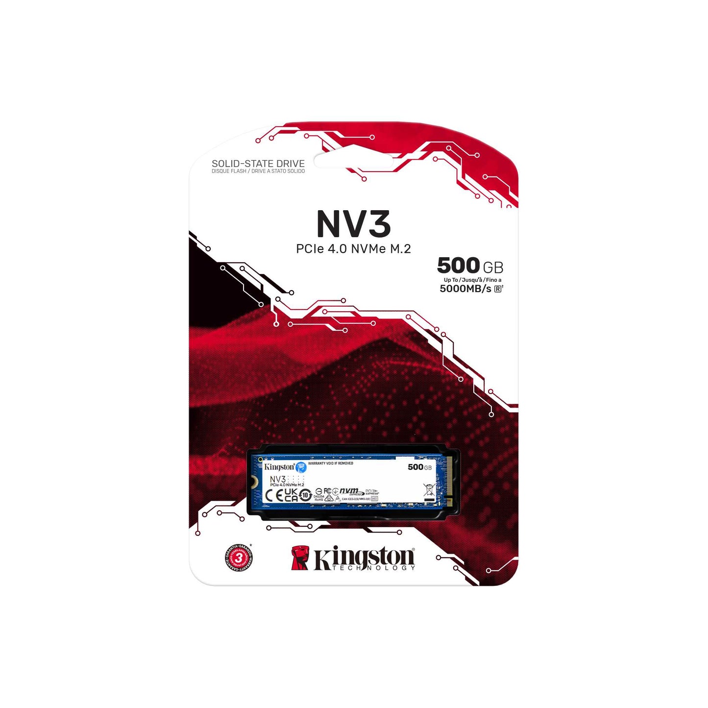 Kingston NV3 500GB 5000MB/s PCIe 4.0 M.2 NVMe SSD