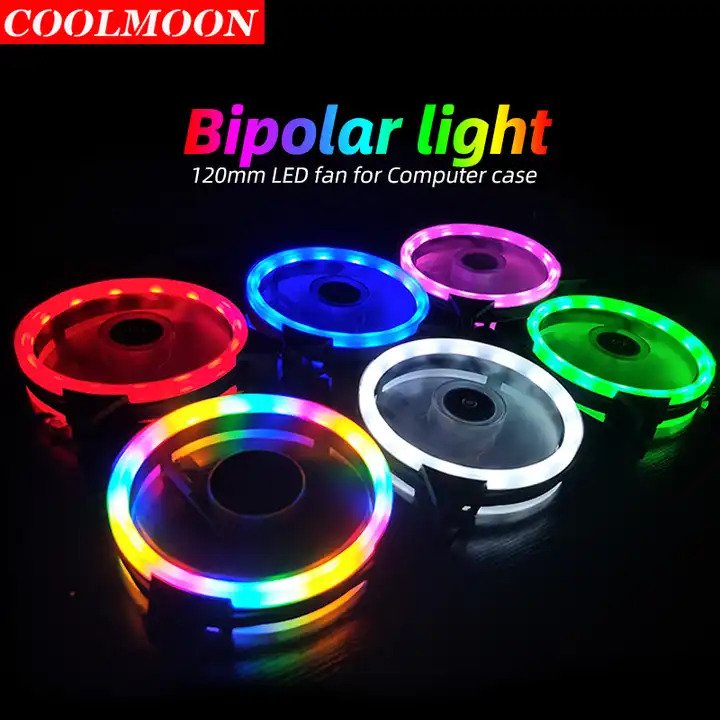 COOLMOON S2 Double Ring 120mm RGB LED PC Case Fan