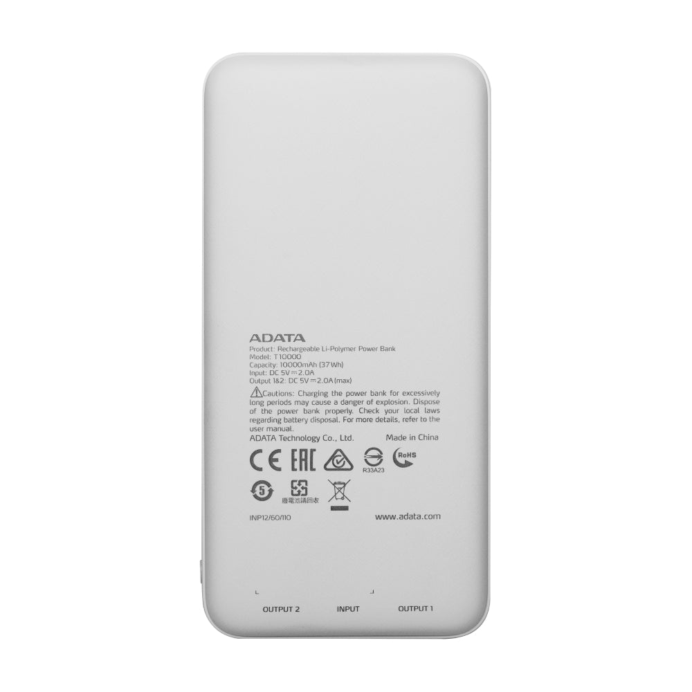 ADATA T10000 10000mAh Powerbank - White