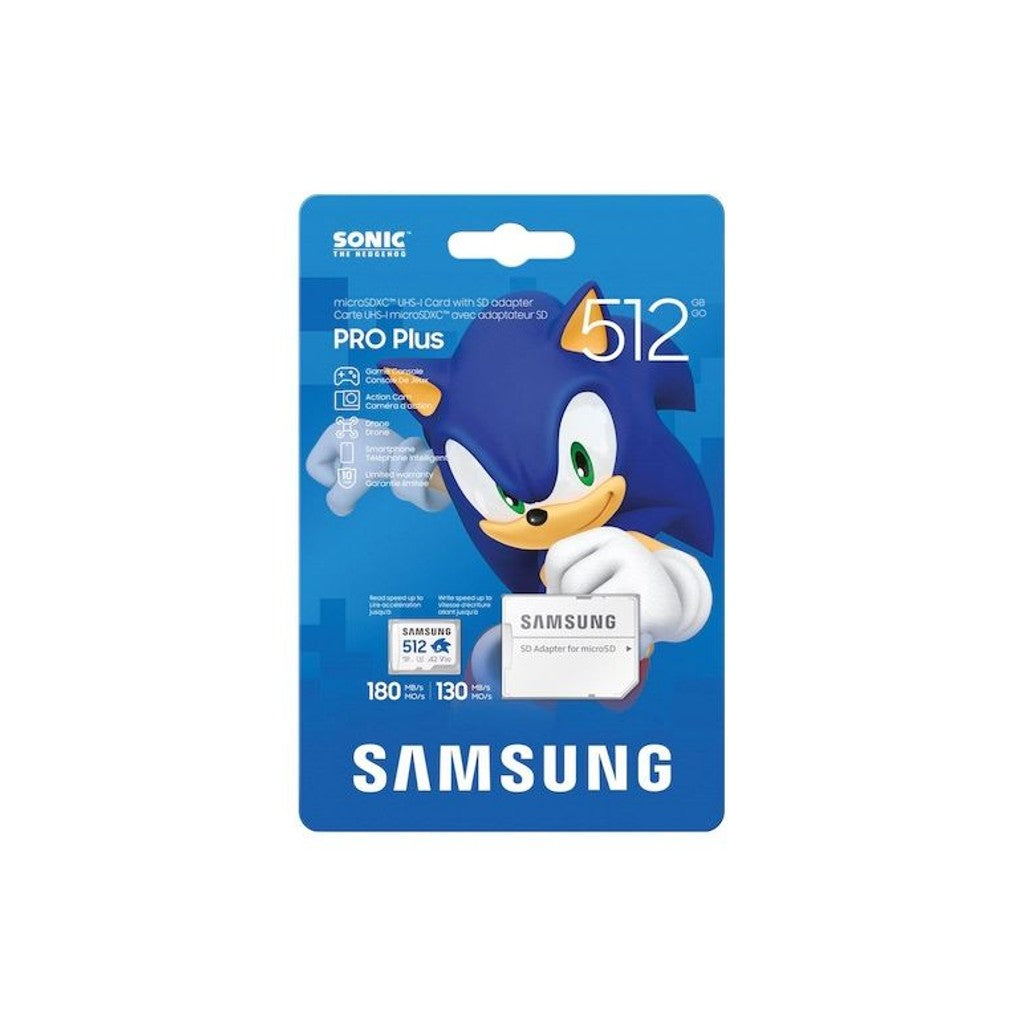 Samsung 512GB PRO Plus Sonic the Hedgehog microSD Card with Adapter