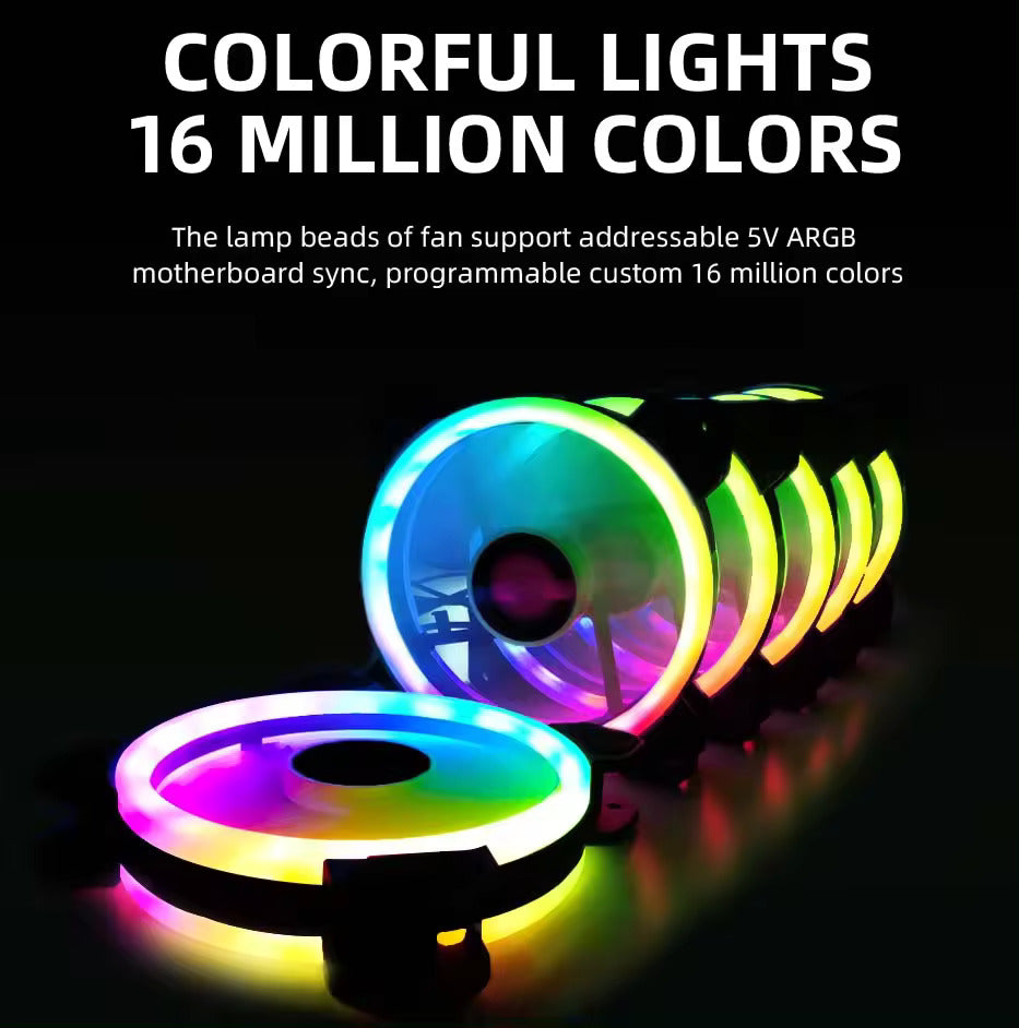 COOLMOON 120mm RGB LED PC Case Fan 5 Pack + Controller Hub + Remote