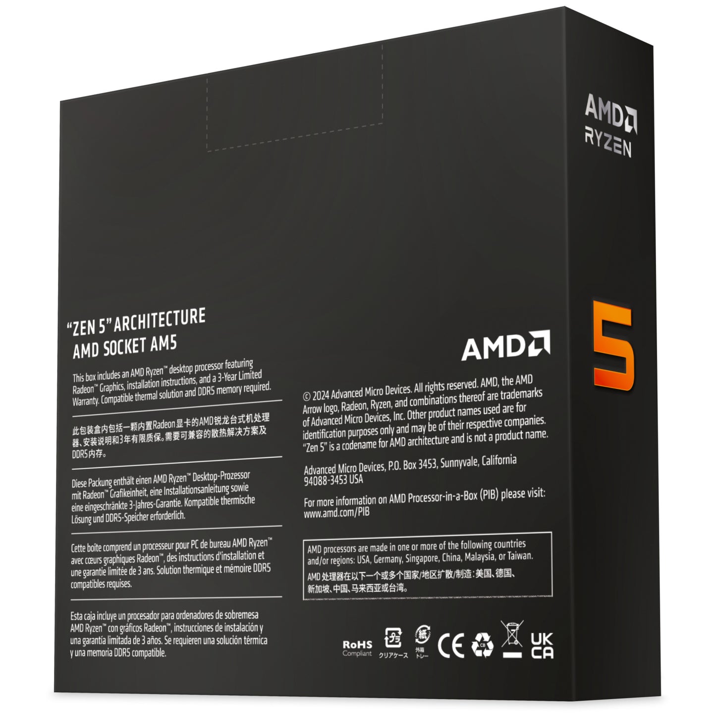 AMD Ryzen 5 9600X CPU 6 Cores 12 Threads 5.4Ghz Max Turbo Frequency