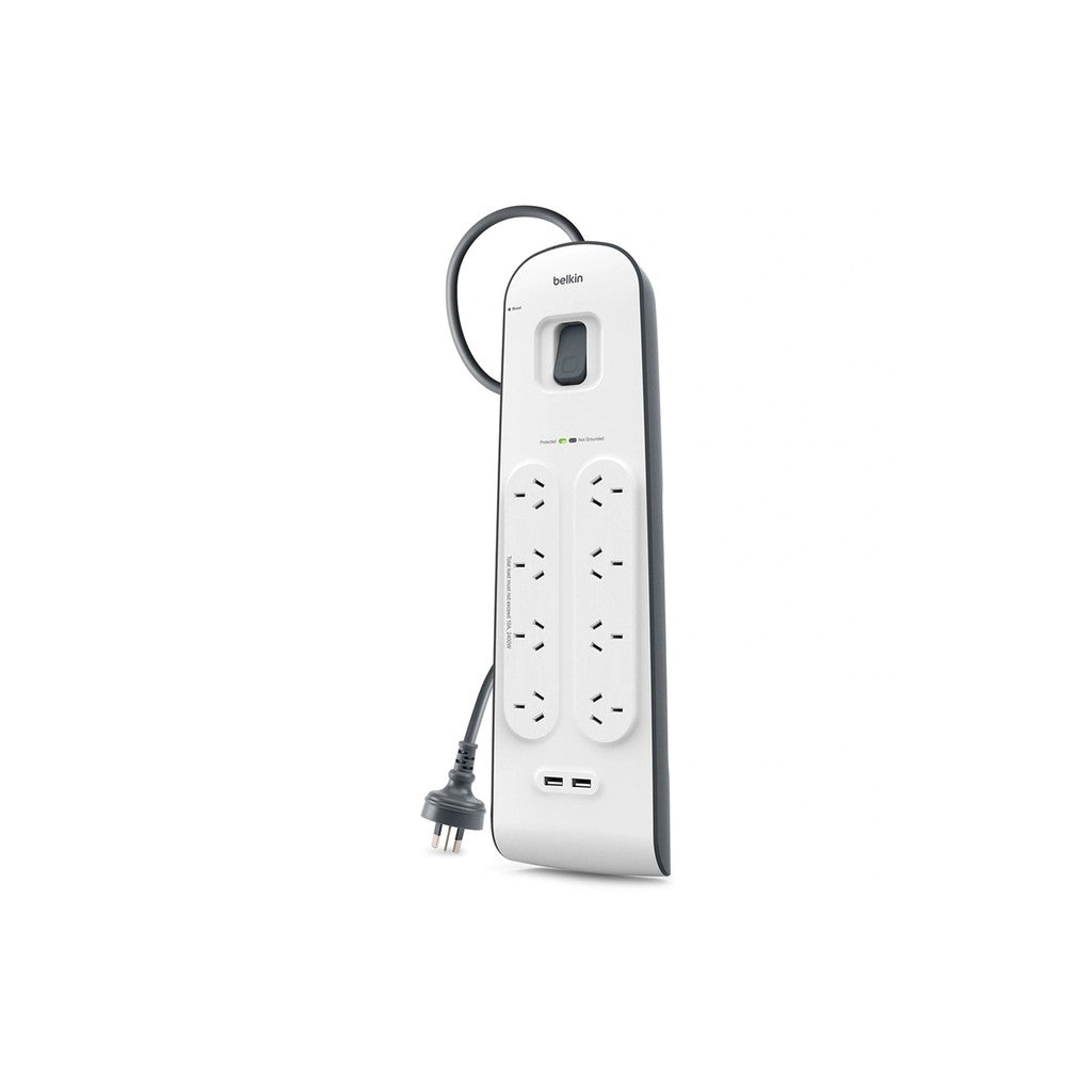 Belkin 8 Outlet Surge Protection Strip with 2x USB-A 2.4A Charging Ports