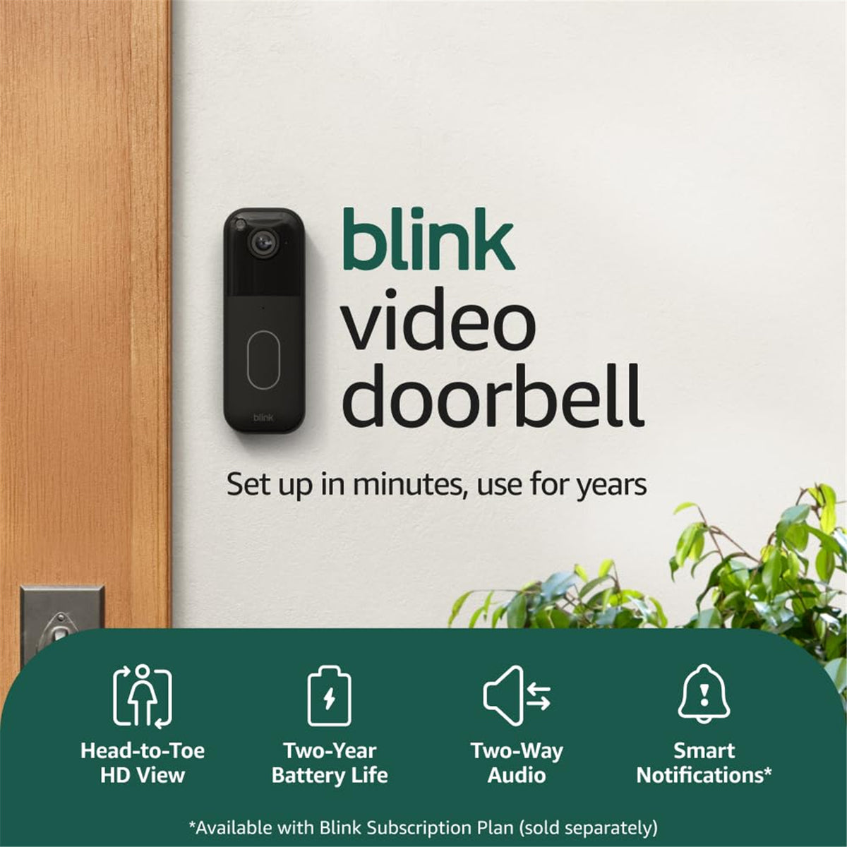 Blink Video Doorbell with Sync Module - Black