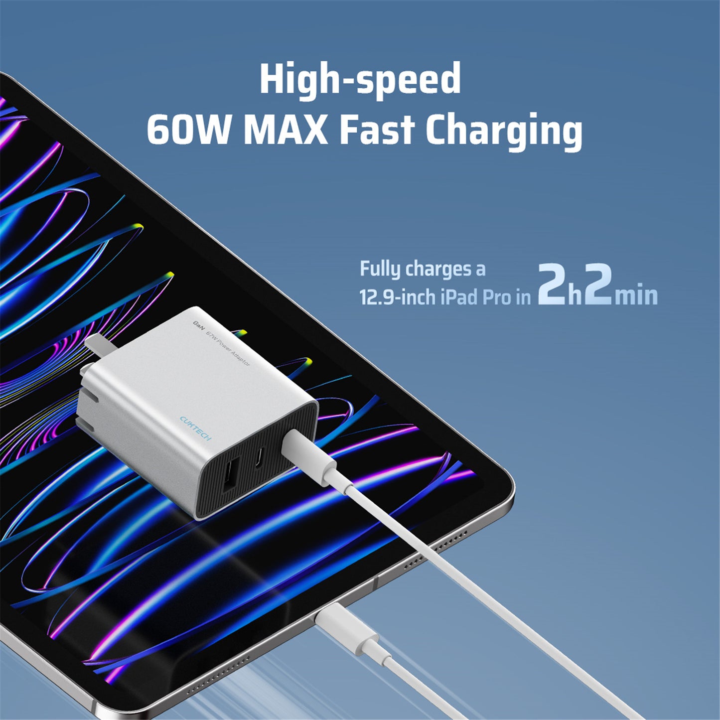 CUKTECH 60W 3A 0.5m USB-C to USB-C Fast Charge Cable - White