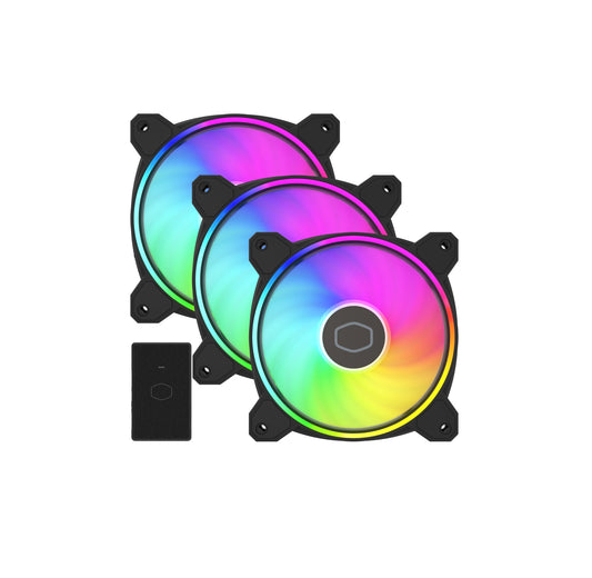 Cooler Master MasterFan 3 Pack MF120 Halo2 Dual Loop Addressable RGB Fan with Controller