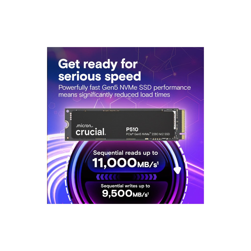 Crucial P510 1TB 11,000MB/s PCIe 5.0 M.2 NVMe SSD