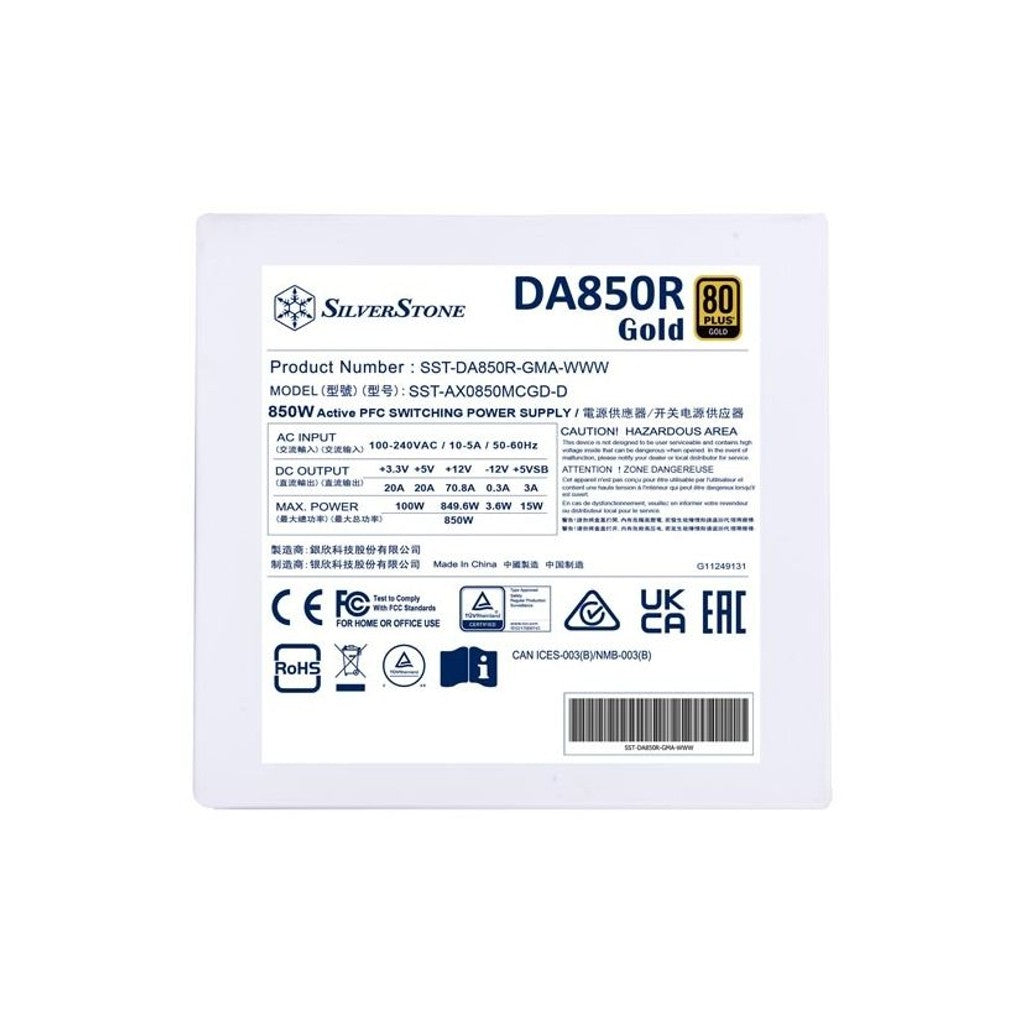 SilverStone DA850R White 850W 80Plus Gold ATX 3.1 PSU