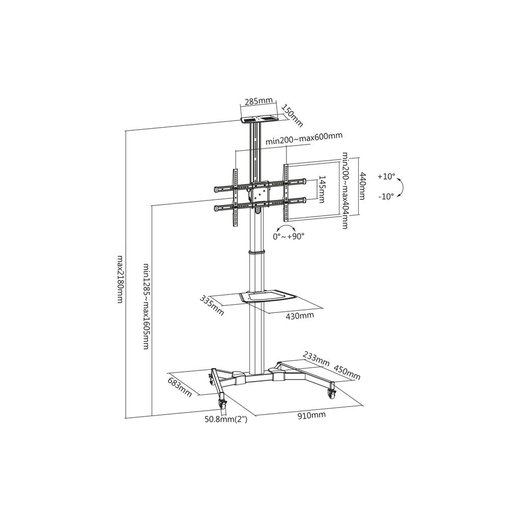 Digitus DA-90370 A370 Mobile TV/Display Stand 37"-70"