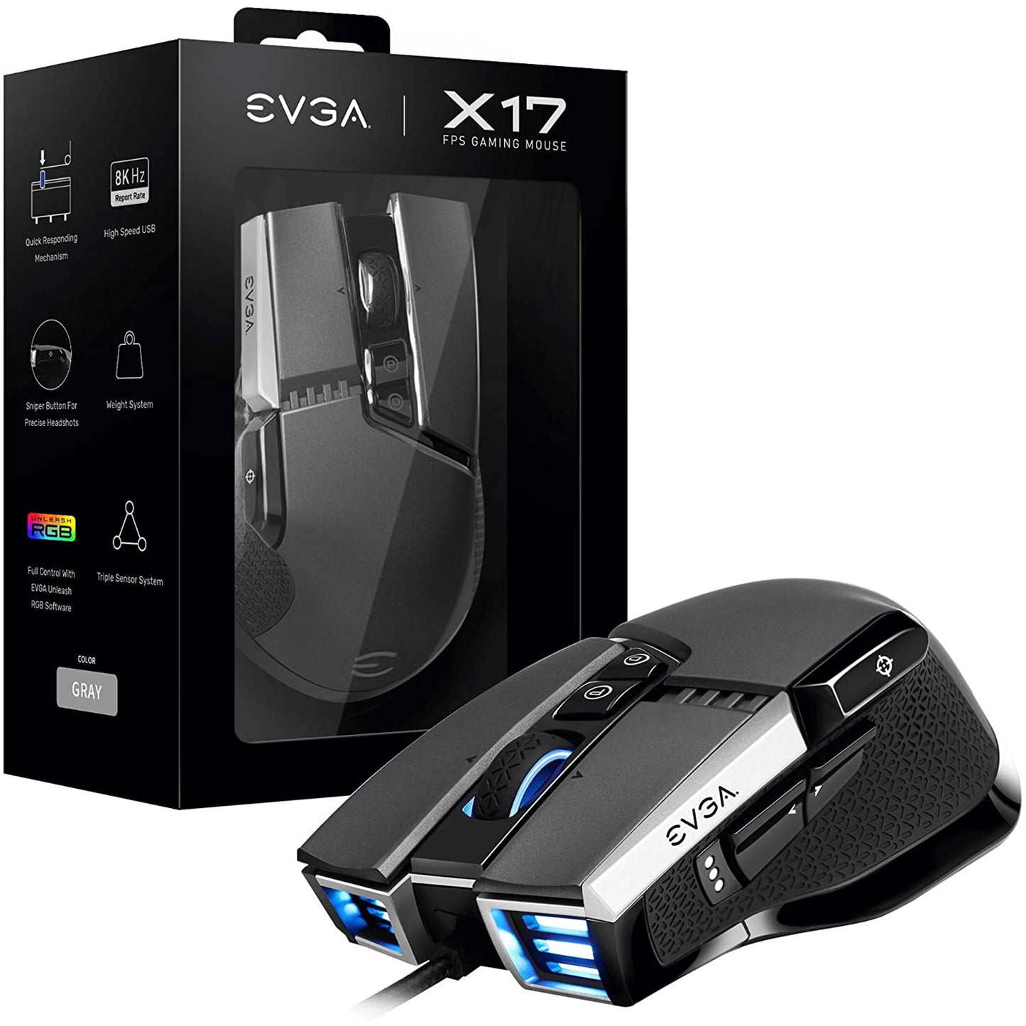 EVGA X17 Wired Gaming Mouse - Grey