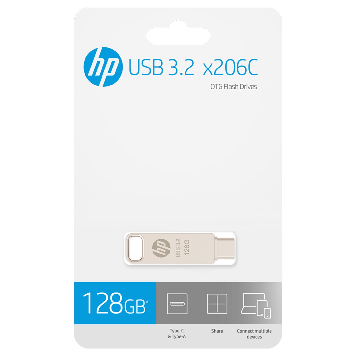 HP x206C 128GB OTG Type-C + Type-A USB 3.2 Flash Drive