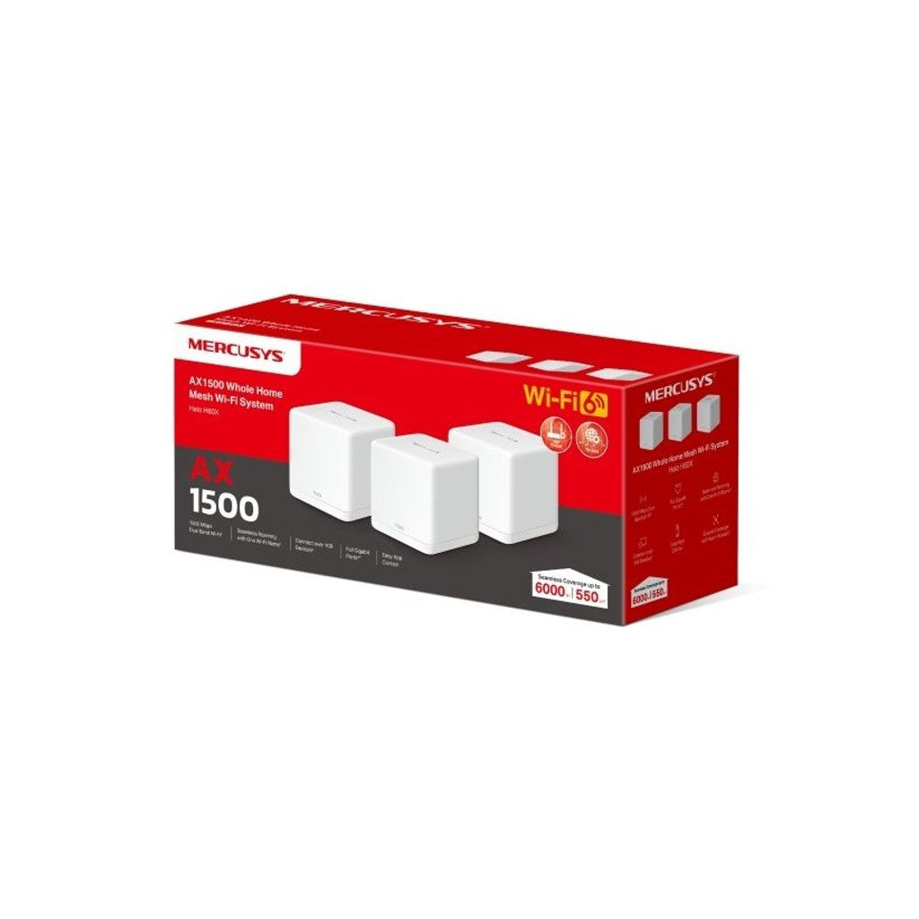 Mercusys Halo H60X AX1500 Whole Home Mesh WiFi 6 Mesh System - 3 Pack