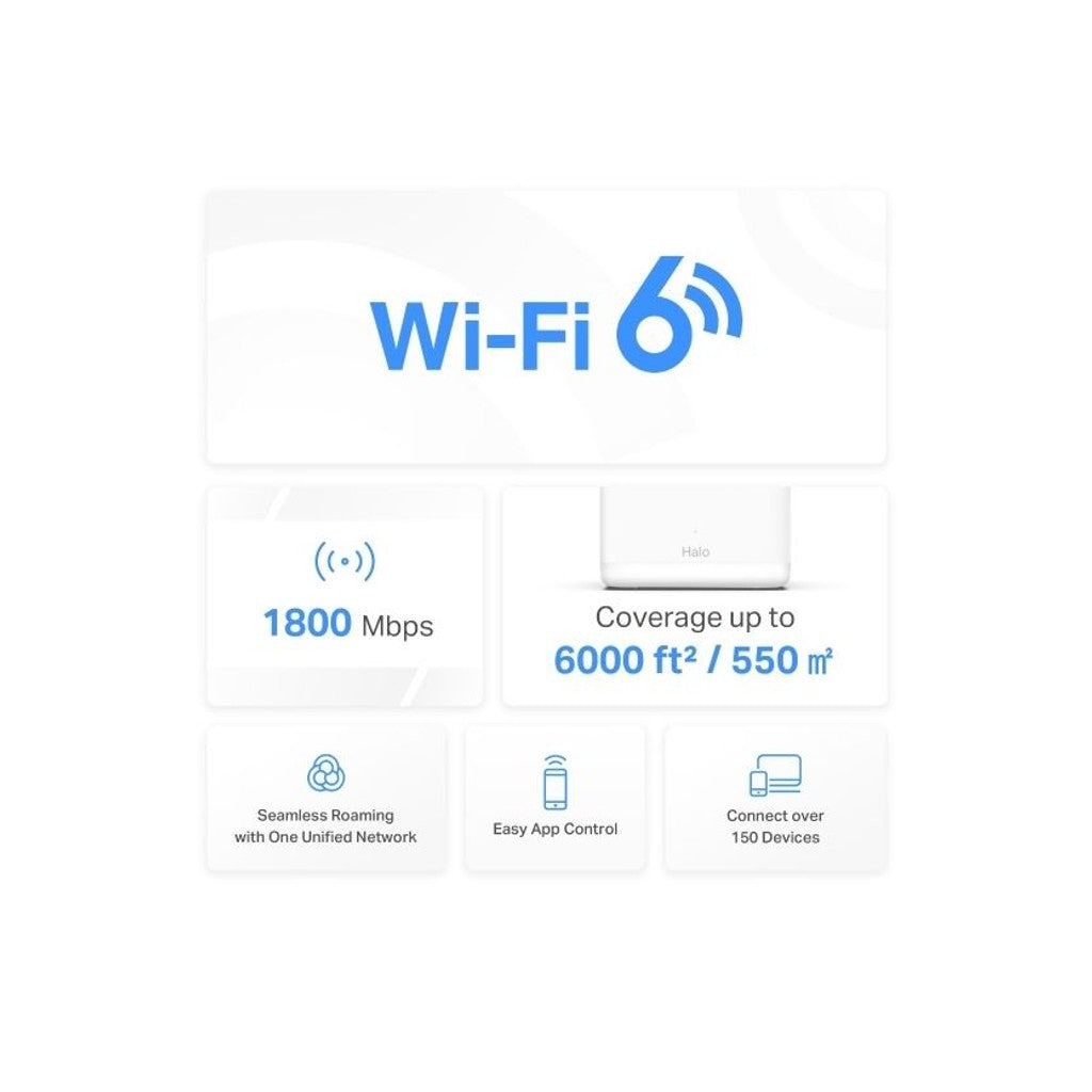 Mercusys Halo H60X AX1500 Whole Home Mesh WiFi 6 Mesh System - 3 Pack