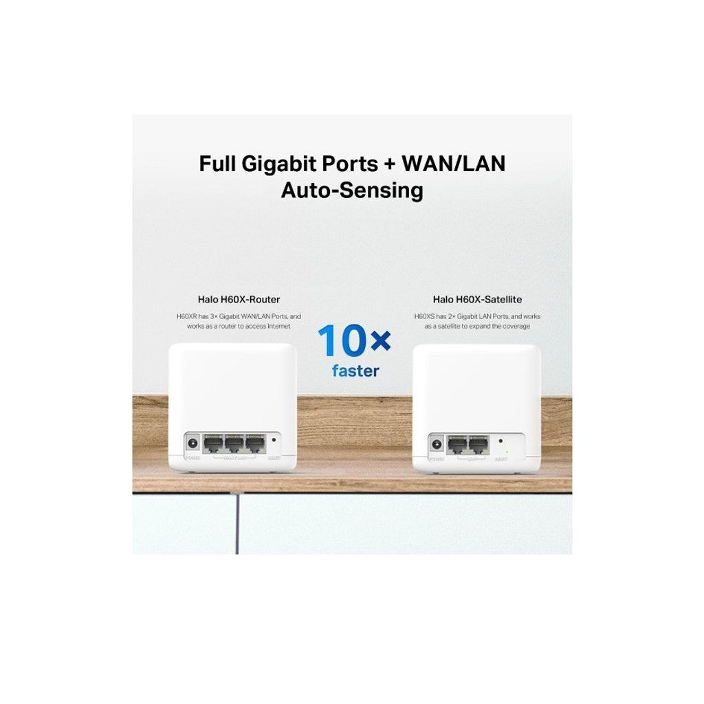 Mercusys Halo H60X AX1500 Whole Home Mesh WiFi 6 Mesh System - 3 Pack