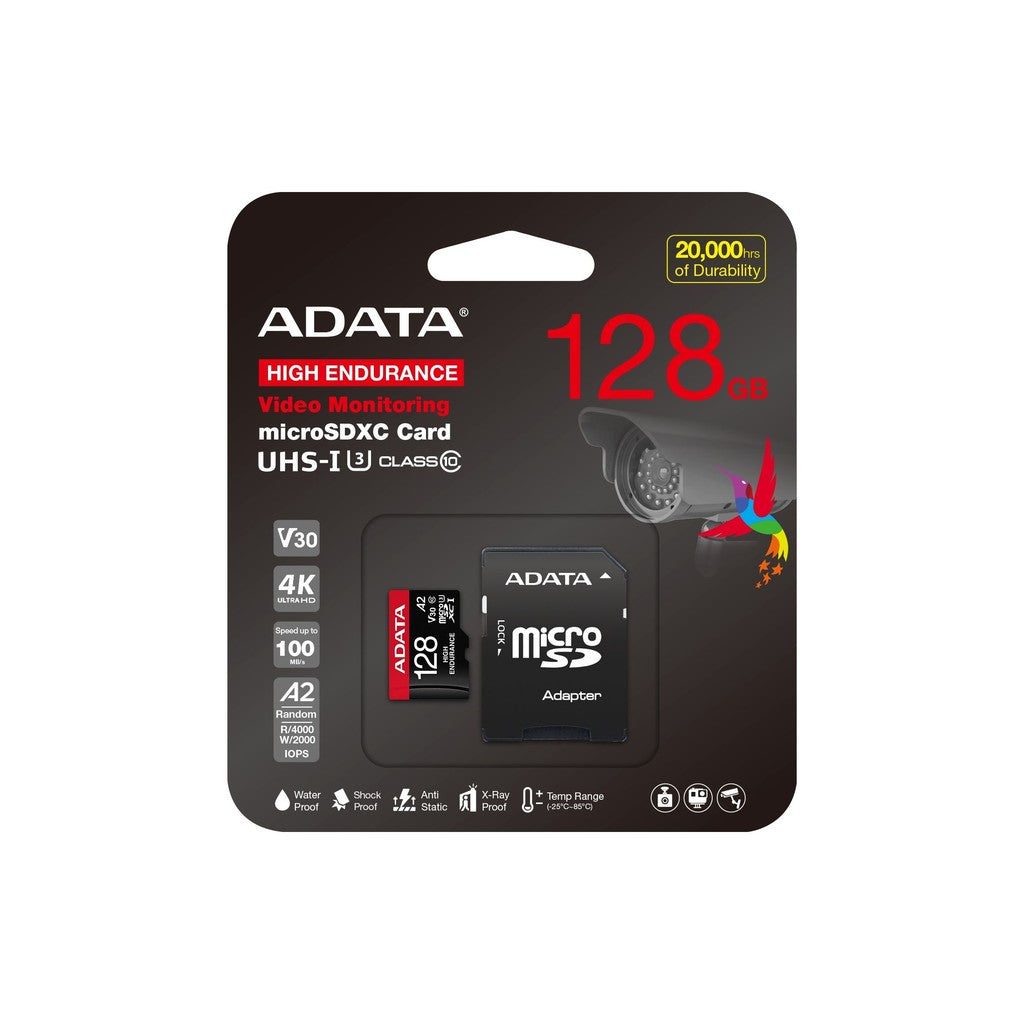 ADATA High Endurance 128GB U3 A2 V30 microSD Card with Adapter