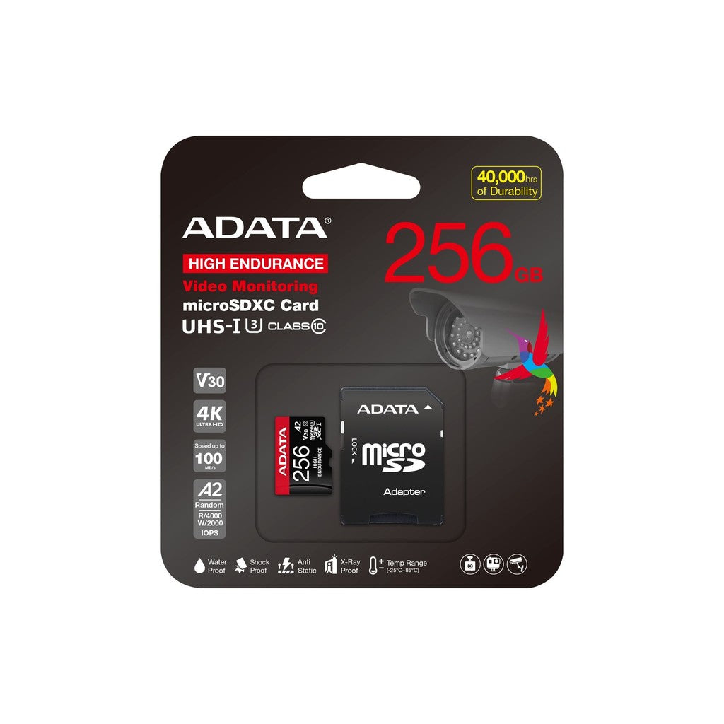 ADATA High Endurance 256GB U3 A2 V30 microSD Card with Adapter