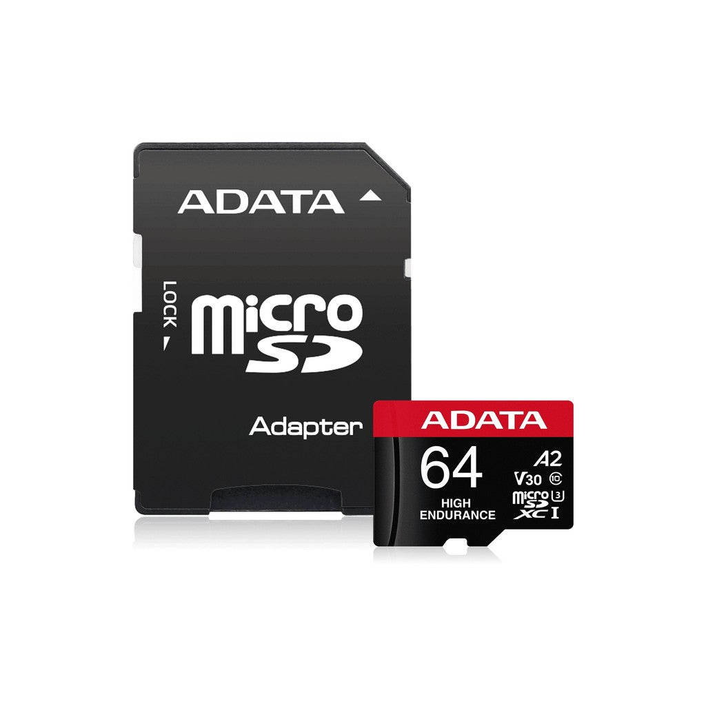 ADATA High Endurance 64GB U3 A2 V30 microSD Card with Adapter