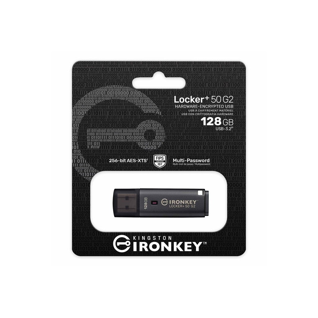 Kingston IronKey Locker+ 50 G2 128GB USB 3.2 Hardware-Encrypted Flash Drive