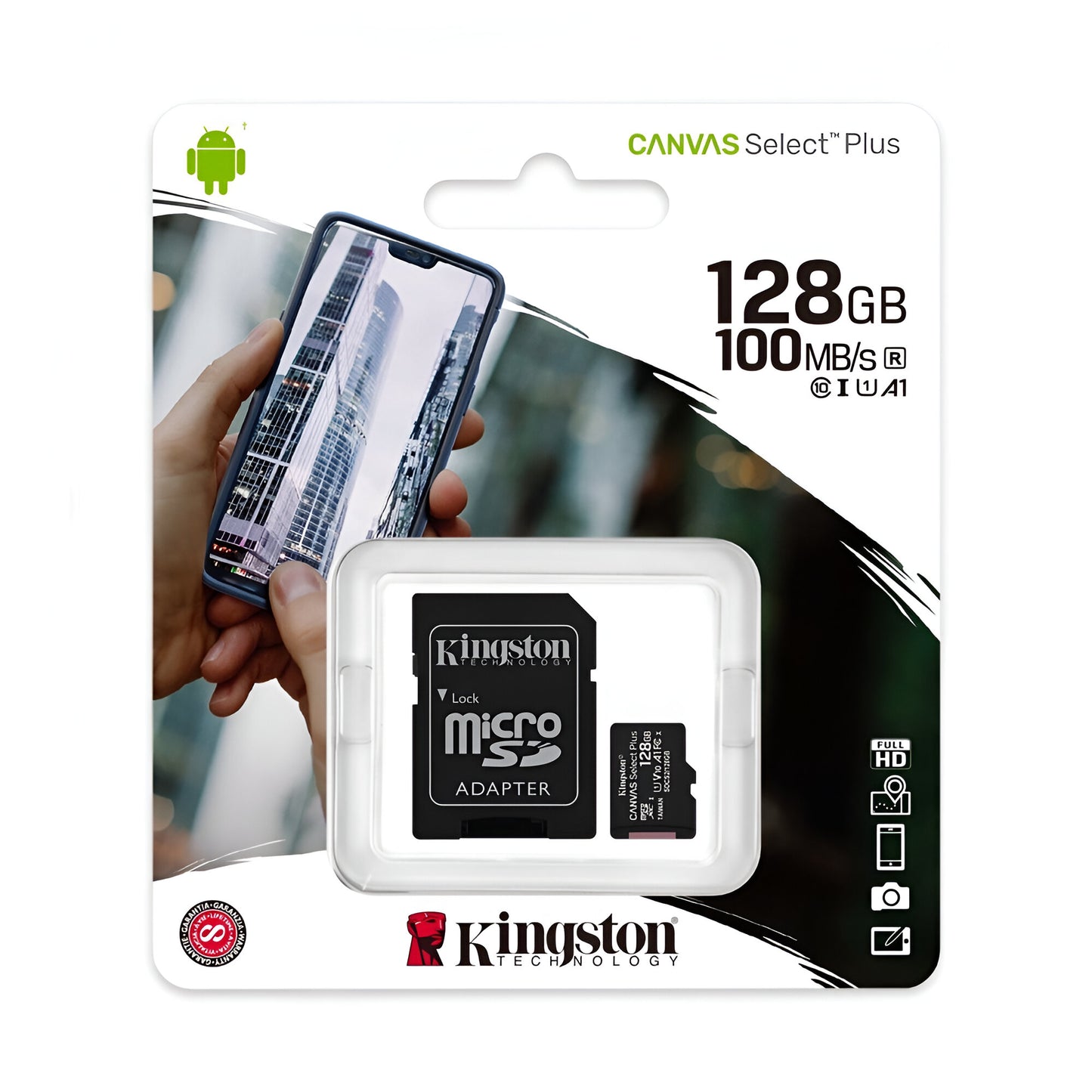 Kingston Canvas Select Plus 128GB microSD Card with Adapter Lifetime Wty