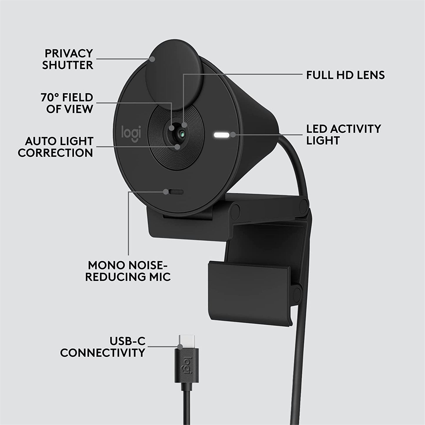Logitech Brio 300 FHD HDR Webcam - Graphite
