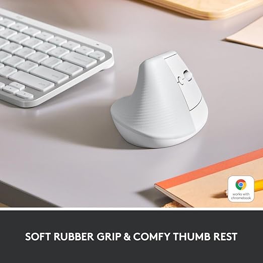 Logitech Lift Vertical Ergonomic Wireless Mouse - Pale Grey